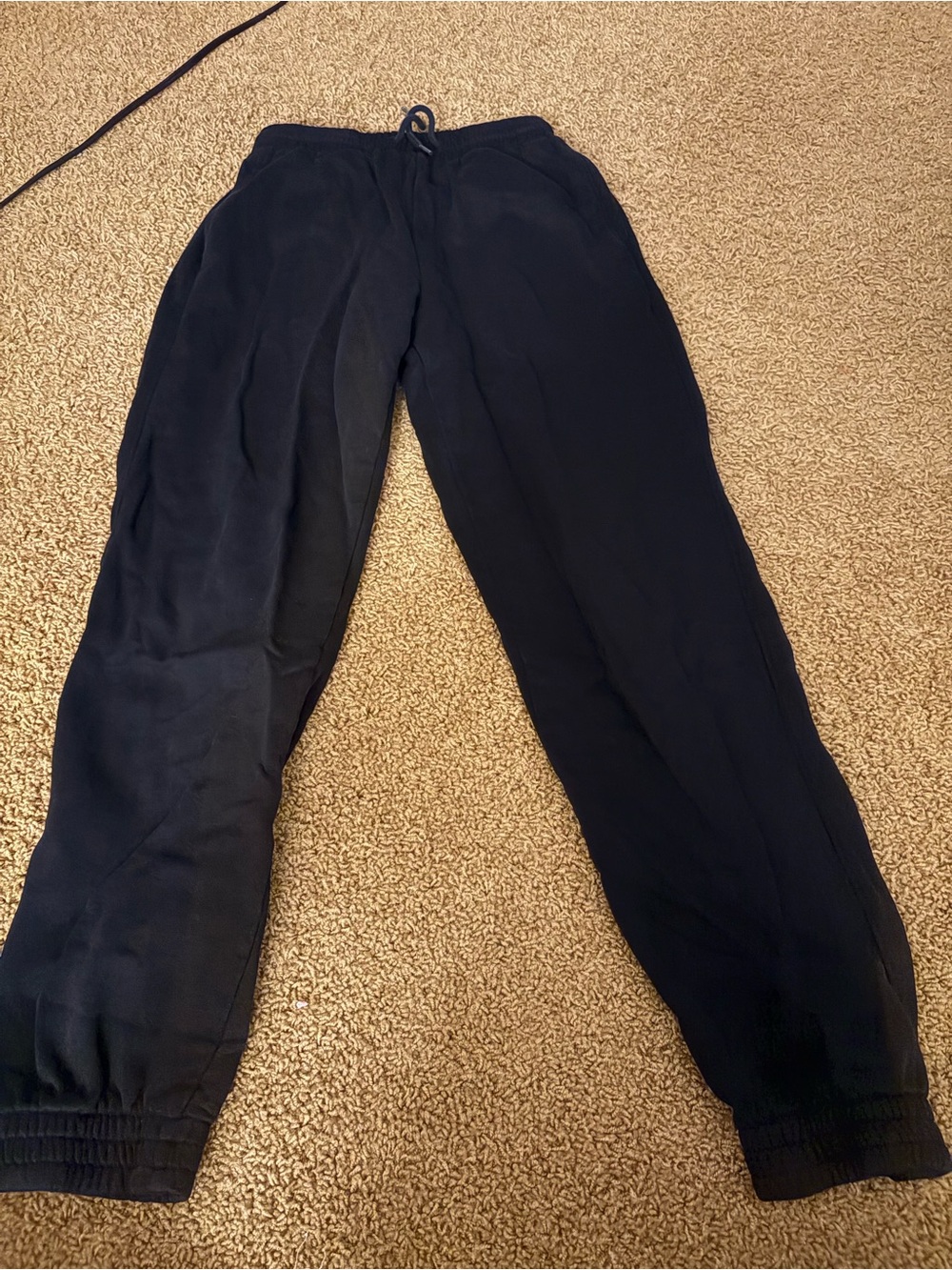 H&M Black Jogger Pants - Casual Drawstring Sweatpants cuffed